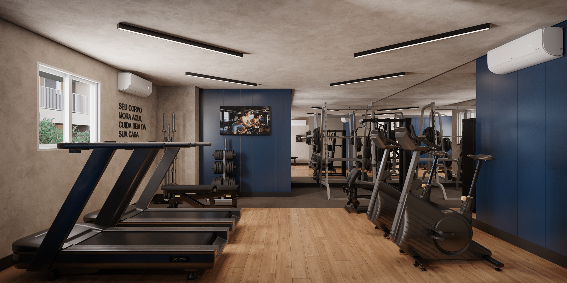 Academia equipada para exercícios físicos
