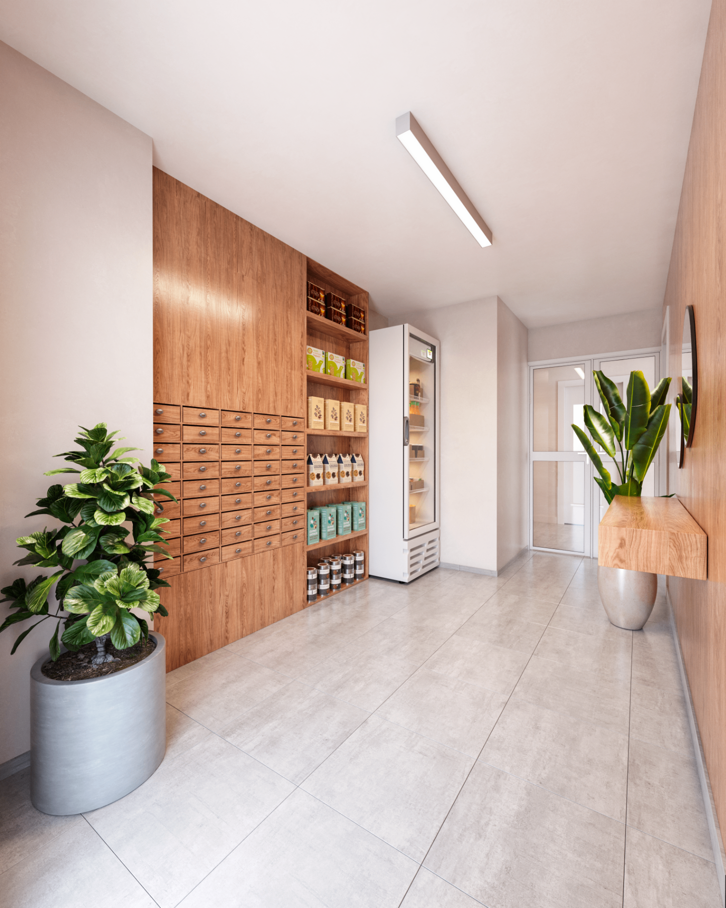 Market place com conveniências no térreo